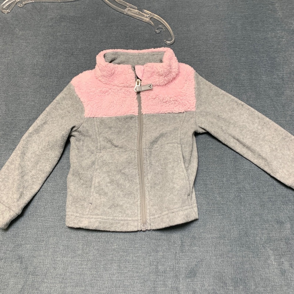 Gerry Jacket Toddler 2T Gray Pink Faux Fur Casual Winter Playtime Outdoor Zip Up